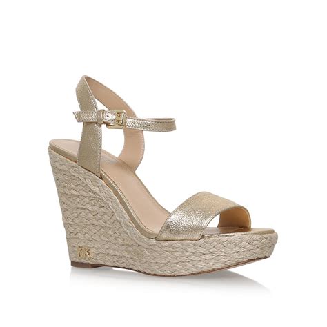 michael kors wedge sandal gold|michael kors denim wedges.